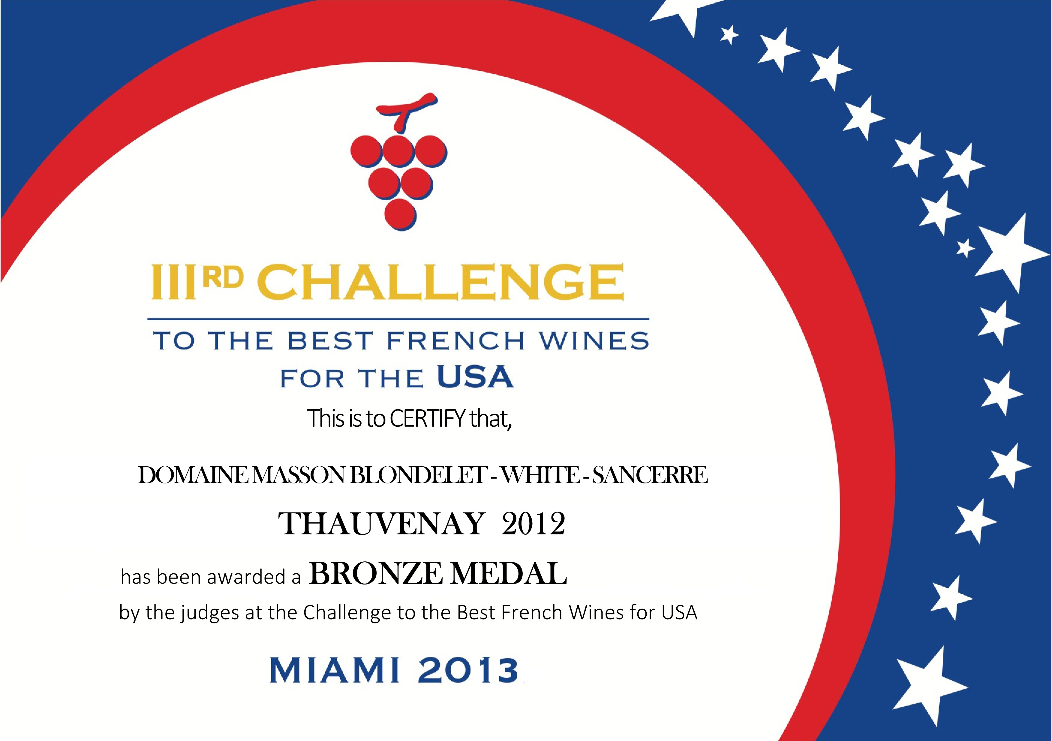 Domaine Masson-Blondelet Challenge to the Best French Wines for the USA