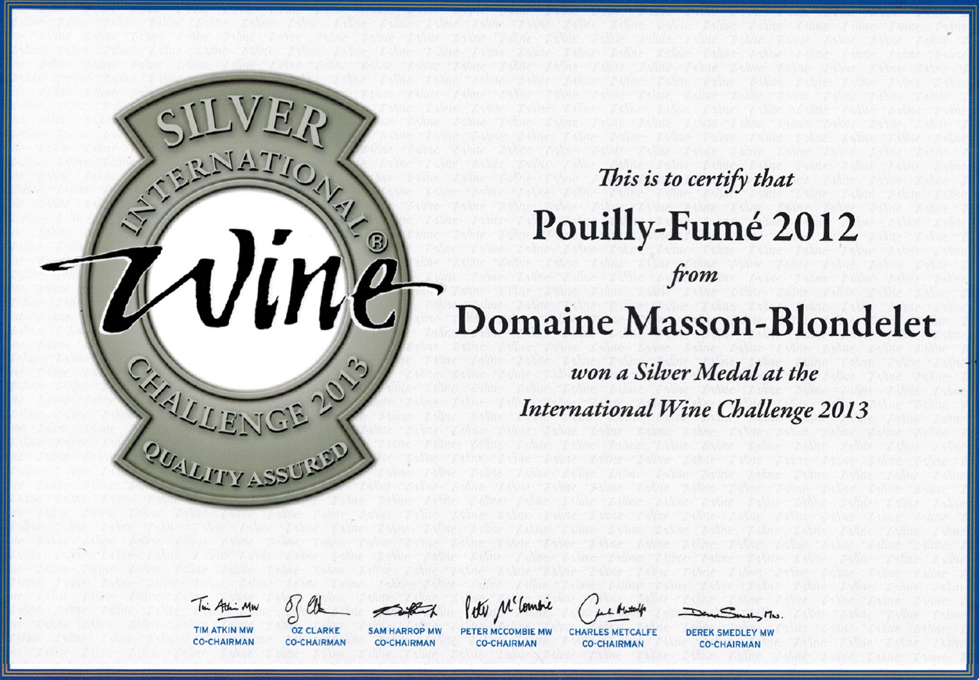 Domaine Masson-Blondelet - International Wine Challenge 2013 - Médaille d'Argent